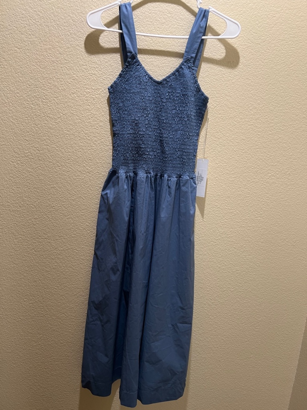 bishop + young Slate Blue Smocked Maxi Dress
